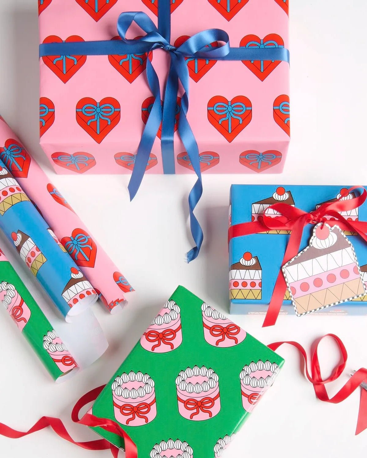 Rico Design - EYE CANDY Geschenkpapier • Herz - Boxen - ROSA ECK