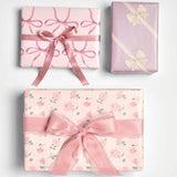 Rico Design - Geschenkpapier Schleifen | Streifen Rosa - Geschenkpapier - ROSA ECK - , ,