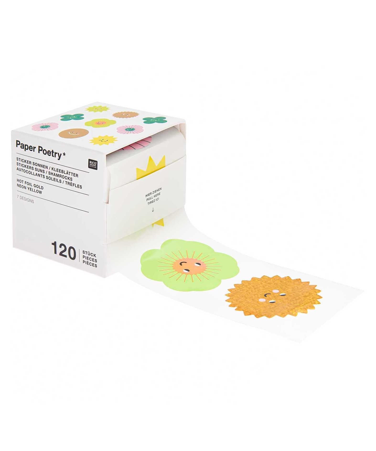 Rico Design - Happy Birthday Sticker | Sonnen / Kleeblätter - Sticker - ROSA ECK - , ,