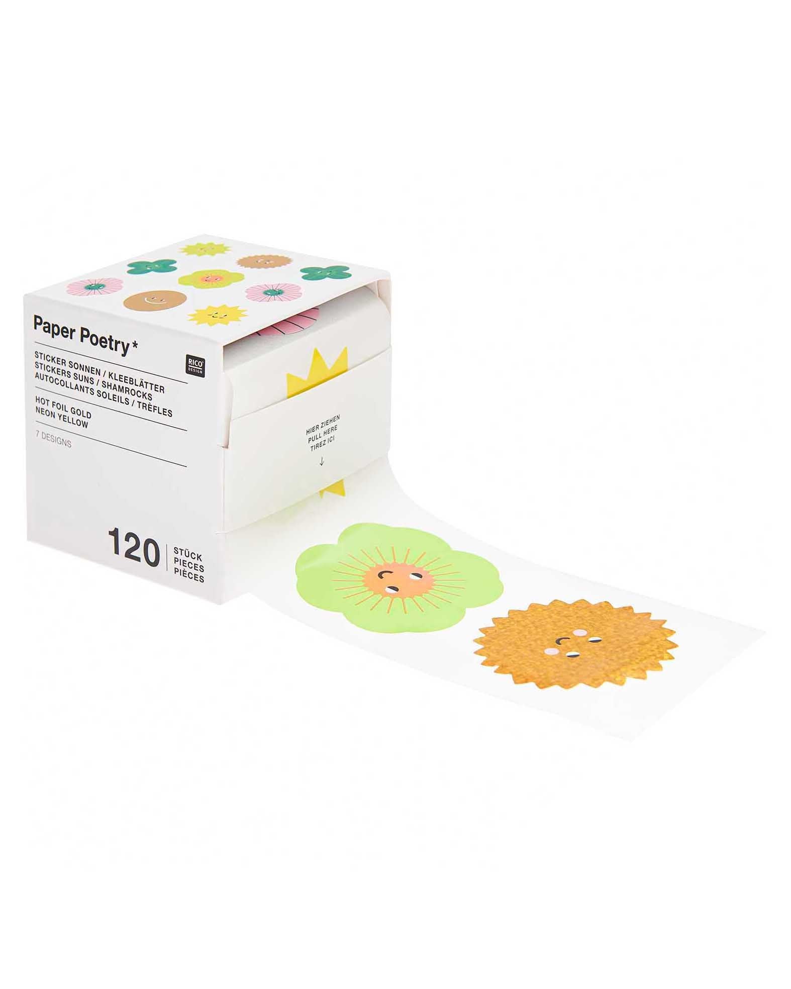 Rico Design - Happy Birthday Sticker | Sonnen / Kleeblätter - Sticker - ROSA ECK - , ,