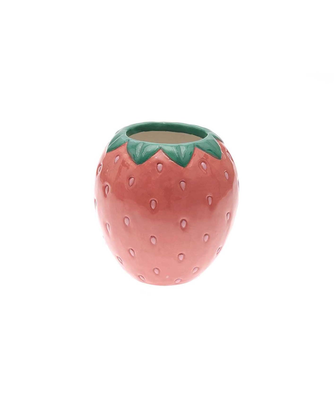Rico Design - Keramik Stiftehalter Erdbeere - Stiftehalter - ROSA ECK - Rot, ,