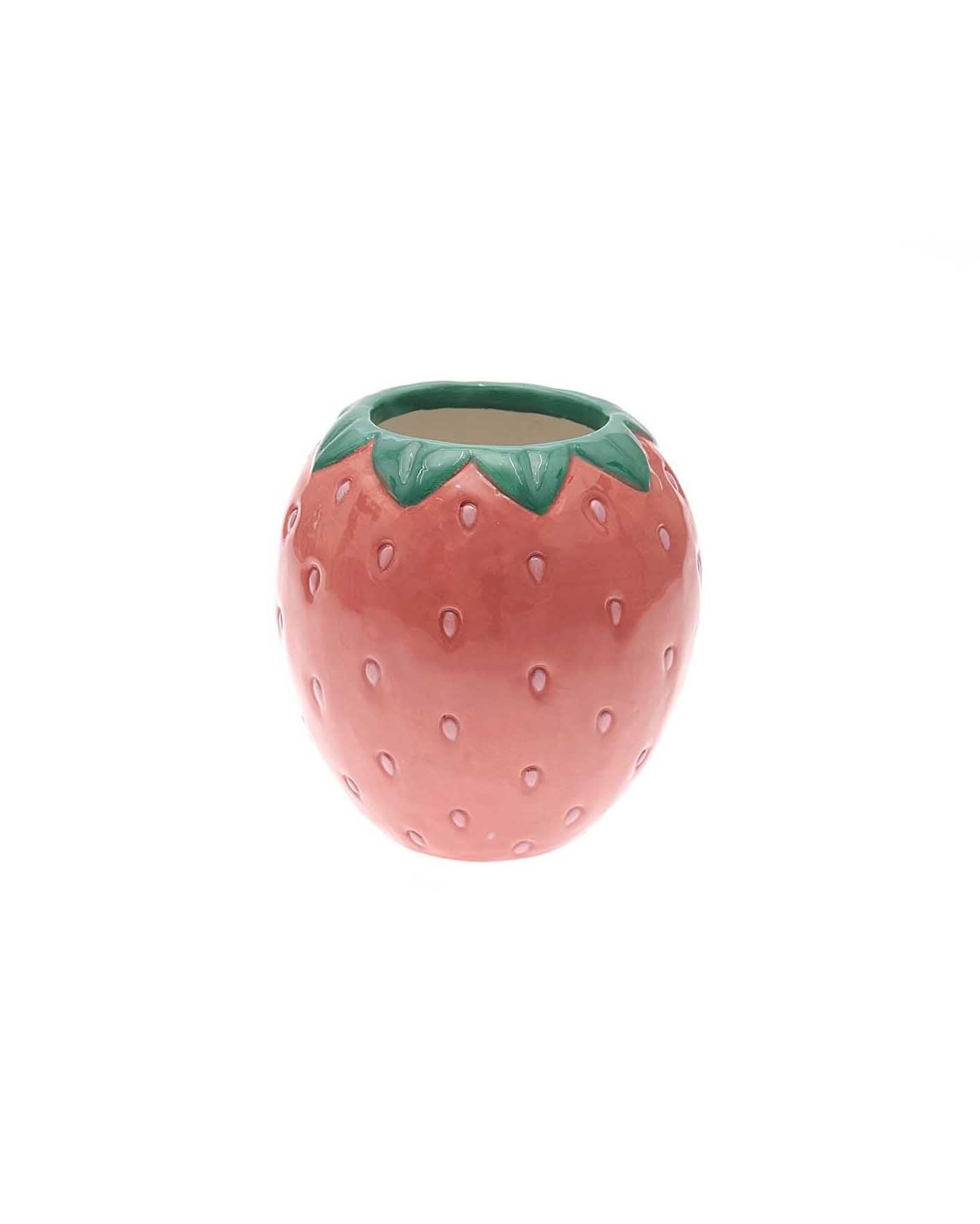 Rico Design - Keramik Stiftehalter Erdbeere - Stiftehalter - ROSA ECK - Rot, ,
