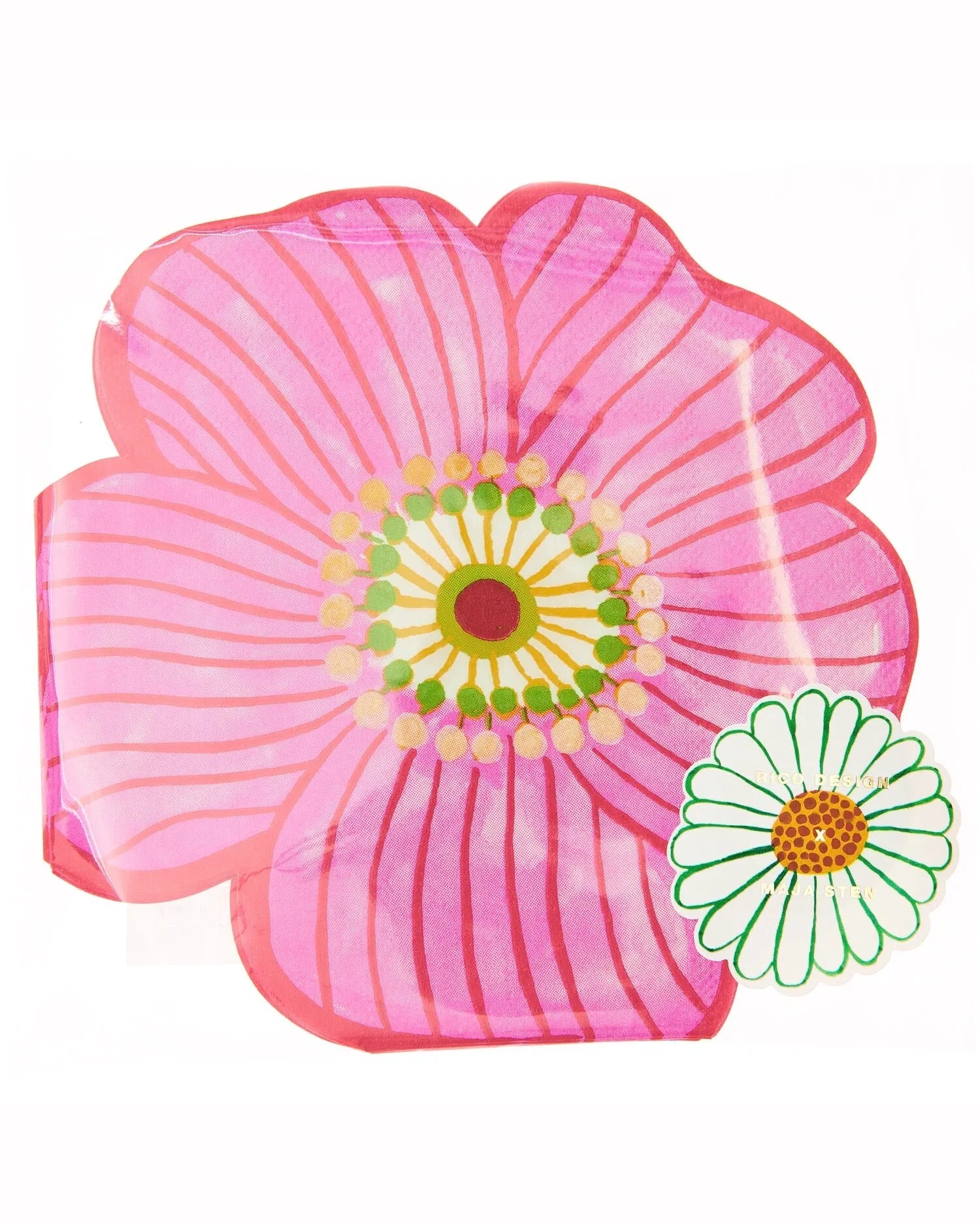 Rico Design - Servietten (20 Stück) • Pinke Blume - ROSA ECK