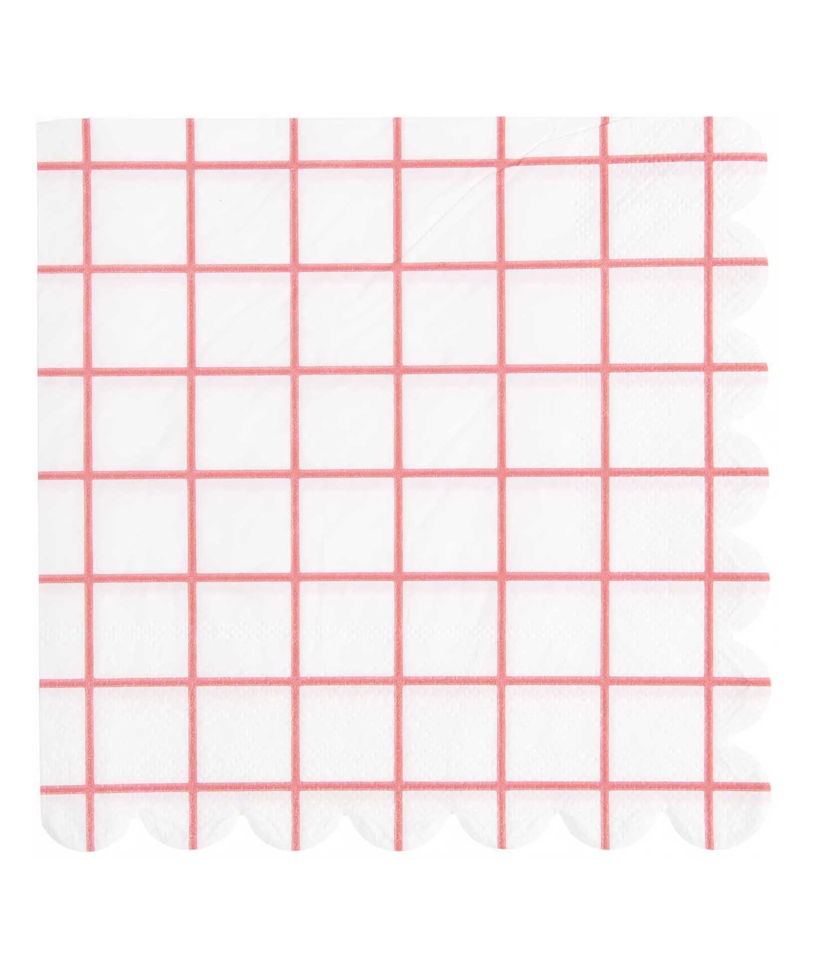 Rico Design - Servietten Raster Weiß/Neon Pink (20 Stück) - Serviette - ROSA ECK - , ,