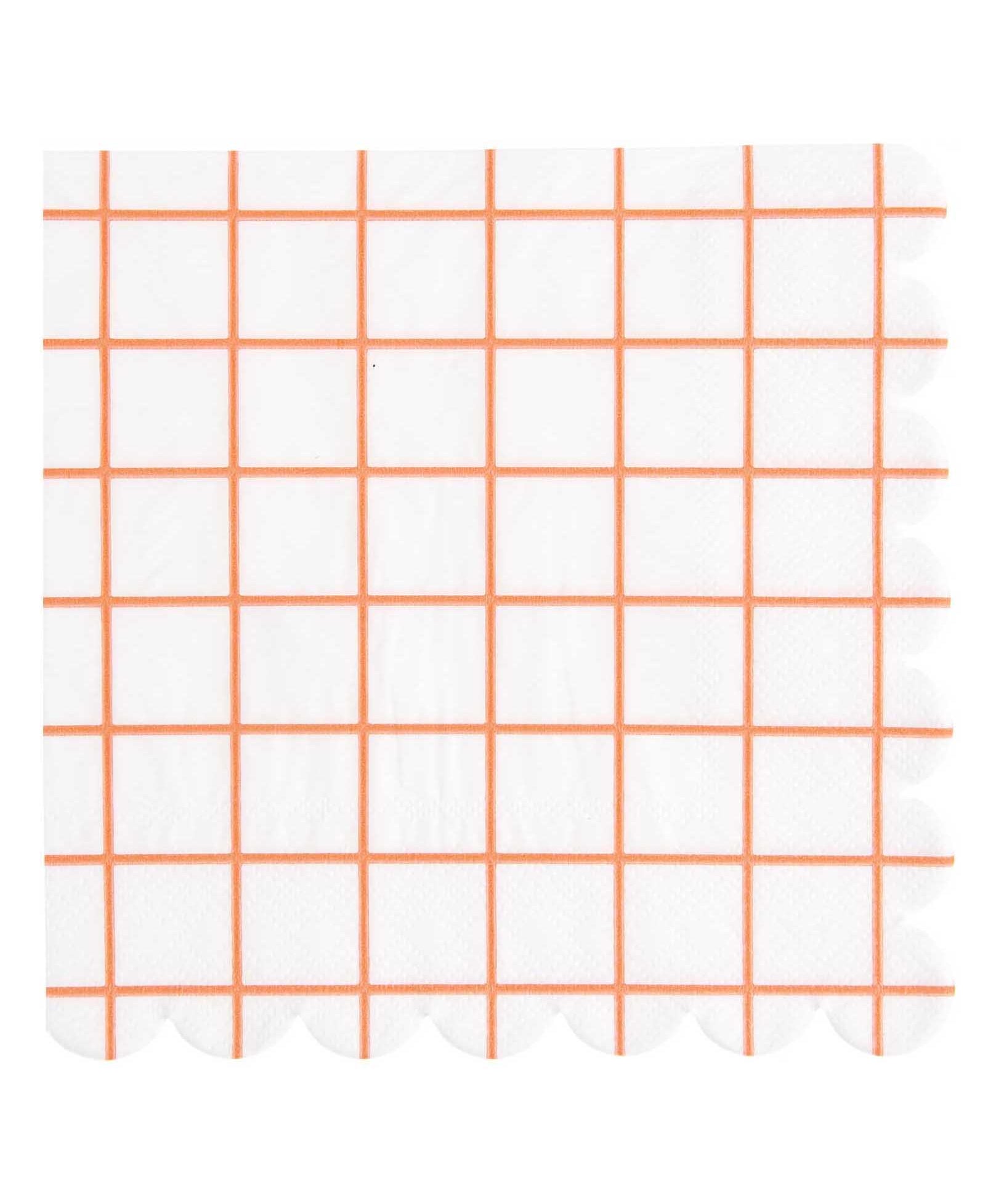 Rico Design - Servietten Raster, Weiß/Neon Rot (20 Stück) - Serviette - ROSA ECK - , ,