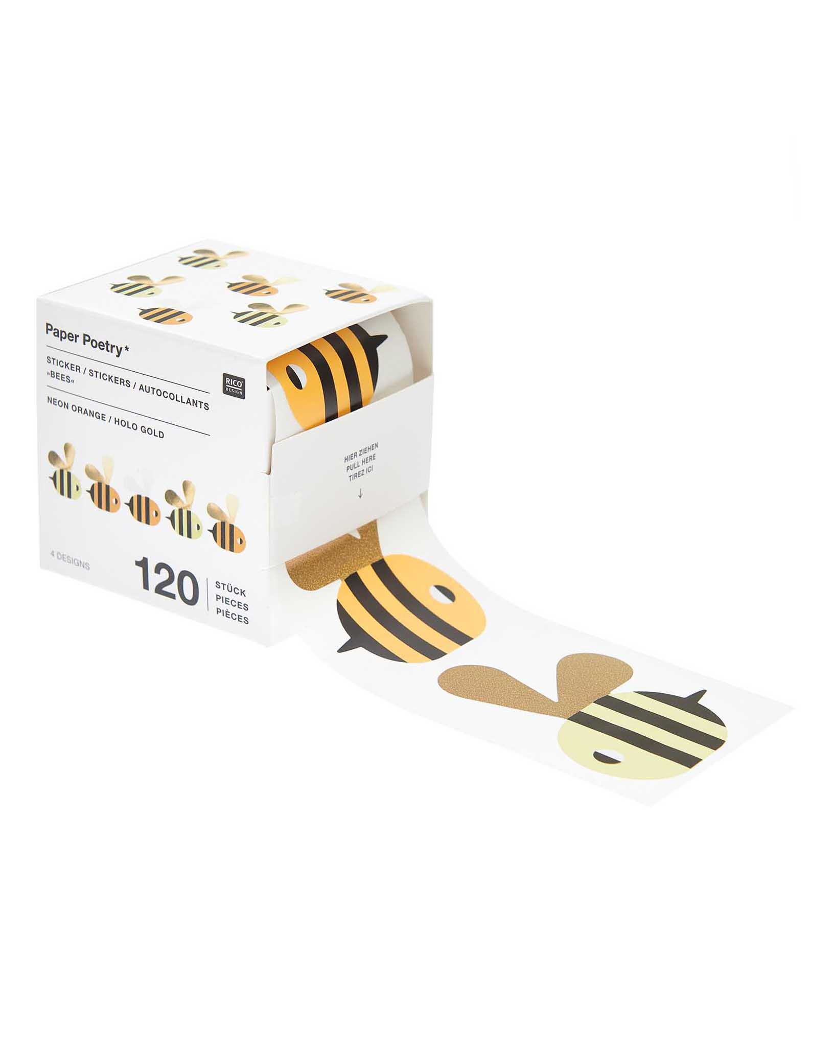 Rico Design - Sticker Bienen - Sticker - ROSA ECK - Gelb, ,
