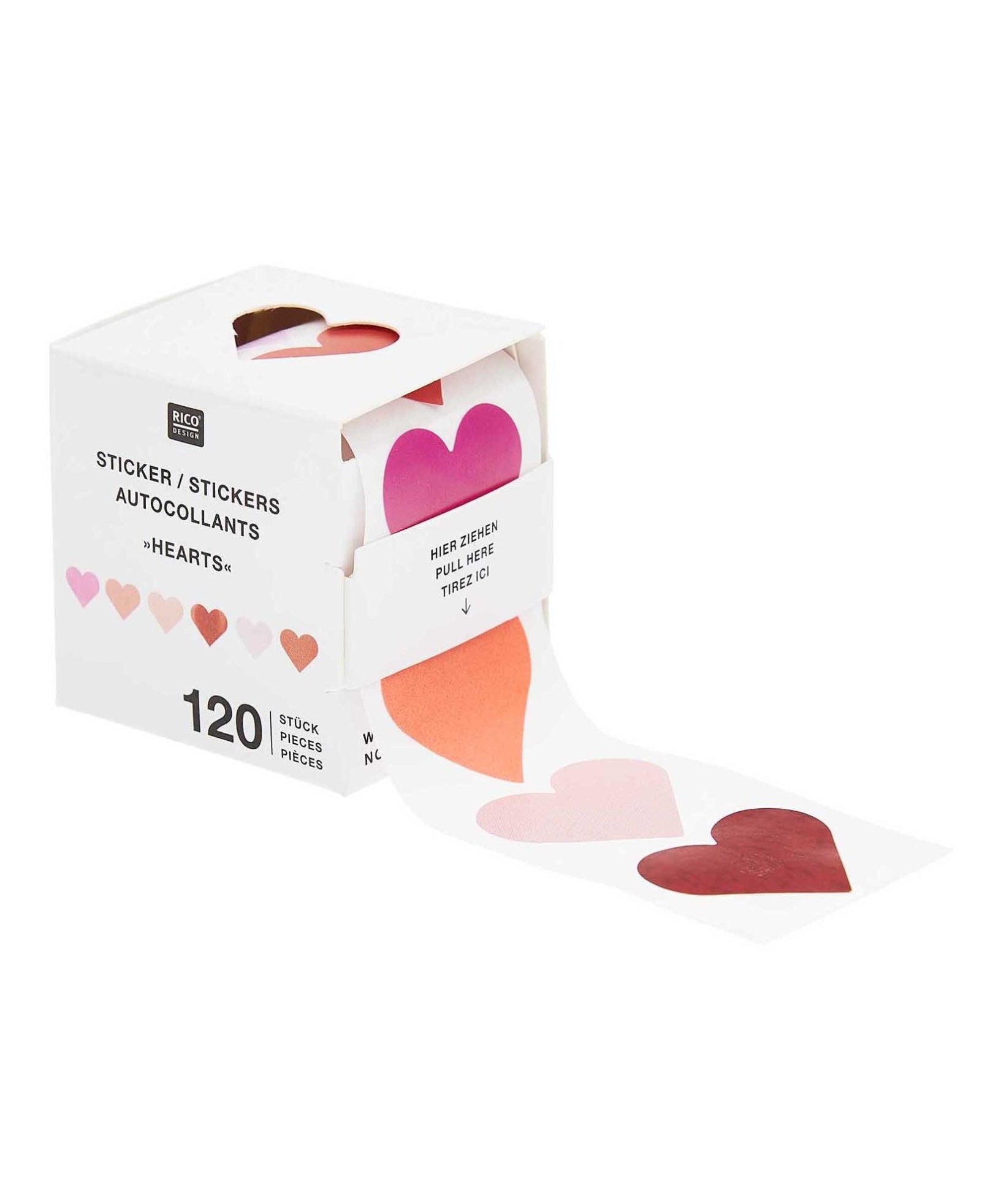 Rico Design - Sticker Herzen, rot, holographisch (120 Stück) - Sticker - ROSA ECK - , ,