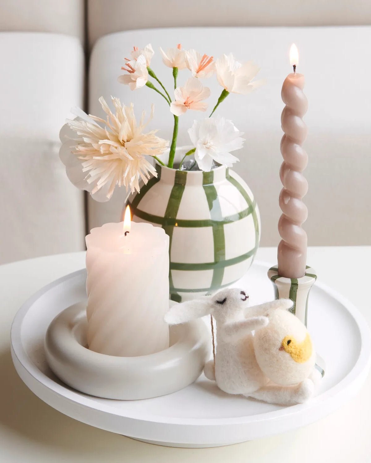 Rico Design - Stumpenkerze Spiral • Eierschale - Kerze - ROSA ECK