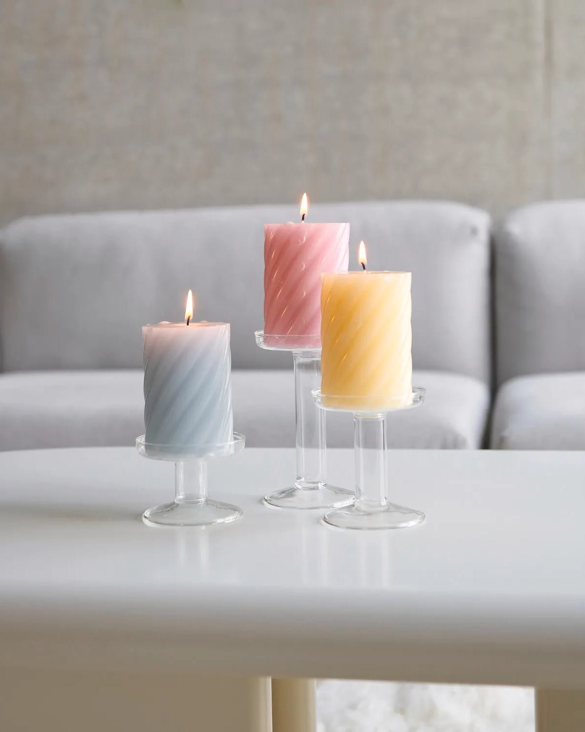 Rico Design - Stumpenkerze Spiral • Gelb - Kerze - ROSA ECK