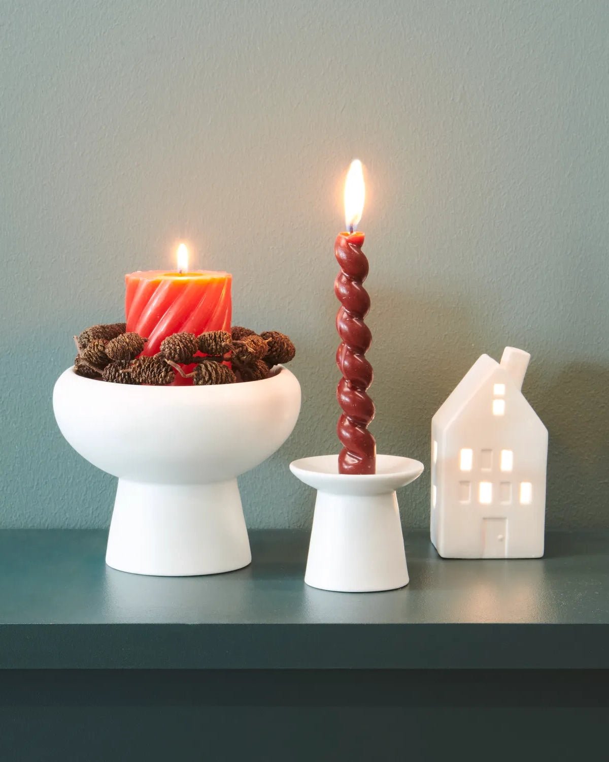 Rico Design - Stumpenkerze Spiral • Kastanie - Kerze - ROSA ECK