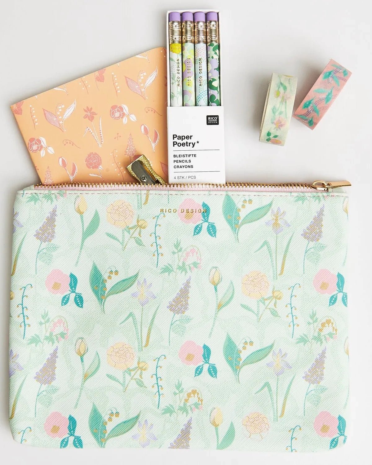 Rico Design - Washi Tape Set • Blumen Pastell - ROSA ECK