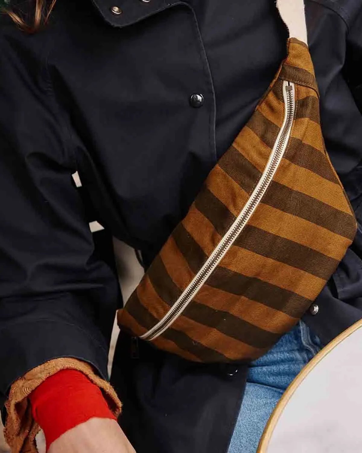 Rose in April - BANANA Bauchtasche • Stripes Cumin/Black - Bauchtasche - ROSA ECK