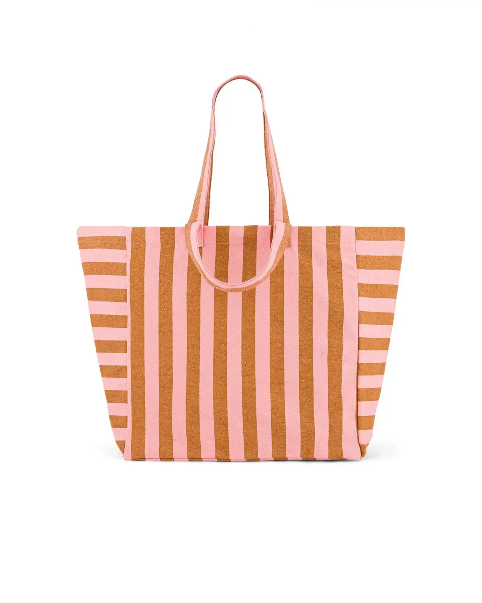 Rose in April - ELISA Einkaufstasche • Stripes Caramel/Strawberry - Tasche - ROSA ECK Concept Store