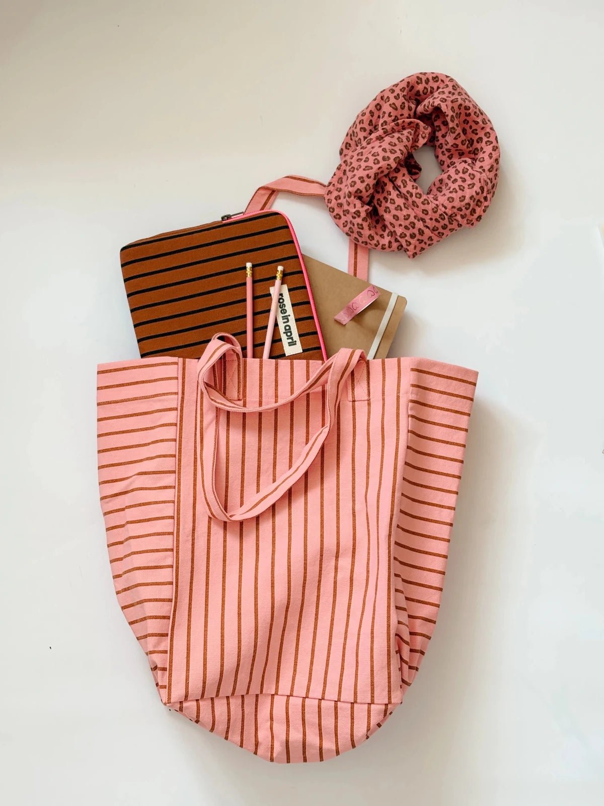 Rose in April - ELISABETH Einkaufstasche • Streifen Funky Pink - ROSA ECK