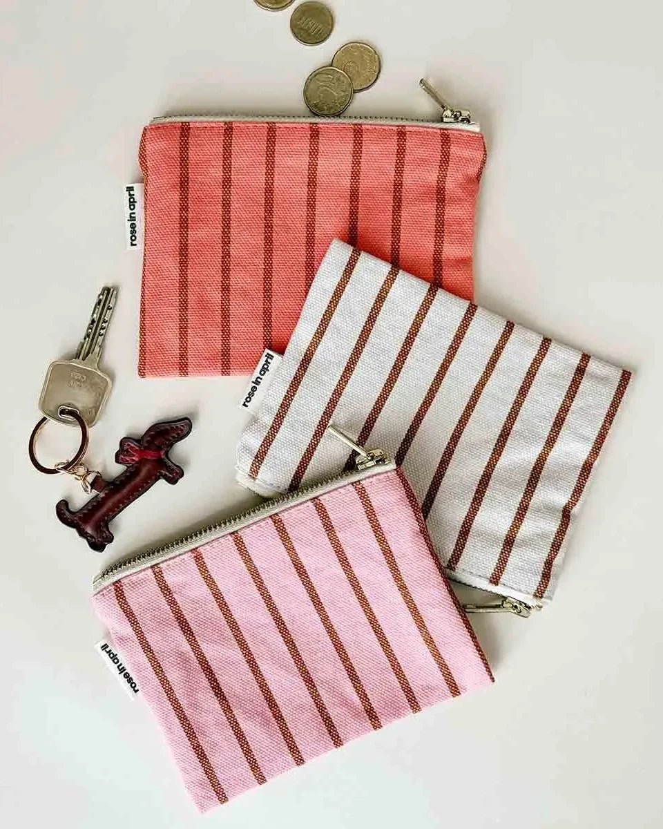 Rose in April - MARIE Geldbeutel • Stripes Tennis Pecan/Greige - ROSA ECK