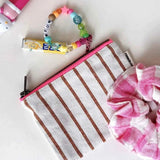 Rose in April - MARIE Geldbeutel • Stripes Tennis Pecan/Greige - ROSA ECK