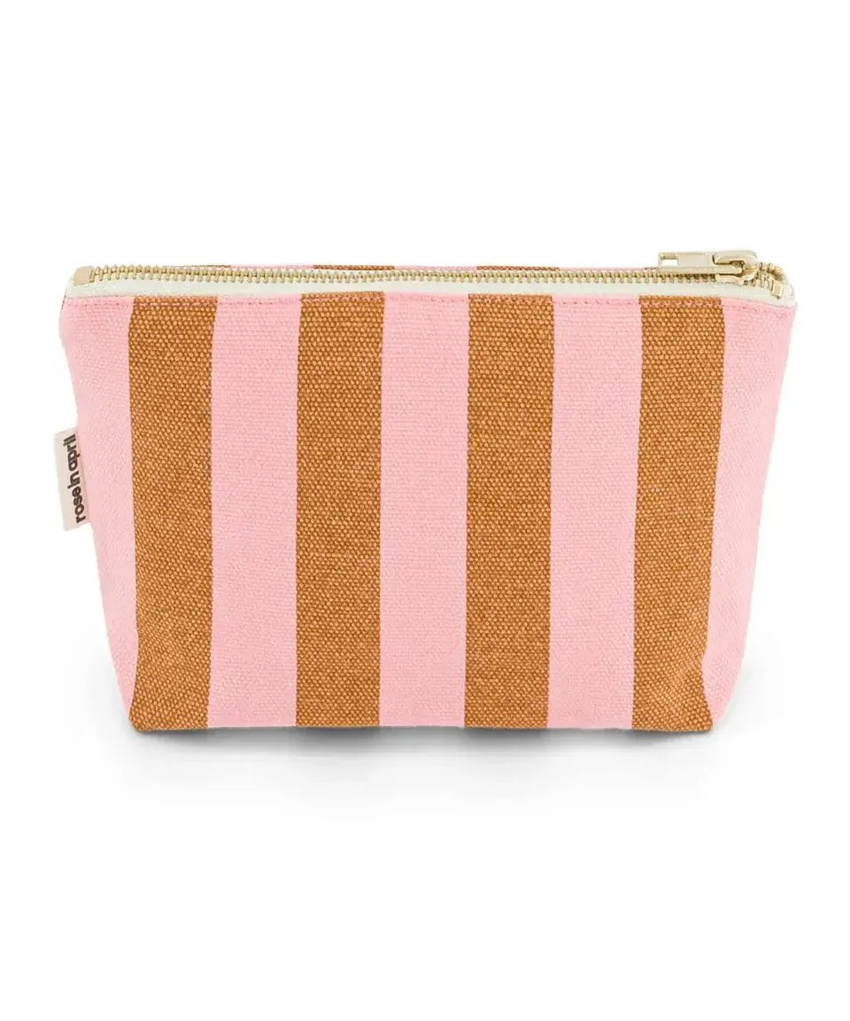 Rose in April - SOFIA Kleiner Kulturbeutel • Stripes Caramel/Strawberry - Beutel - ROSA ECK Concept Store