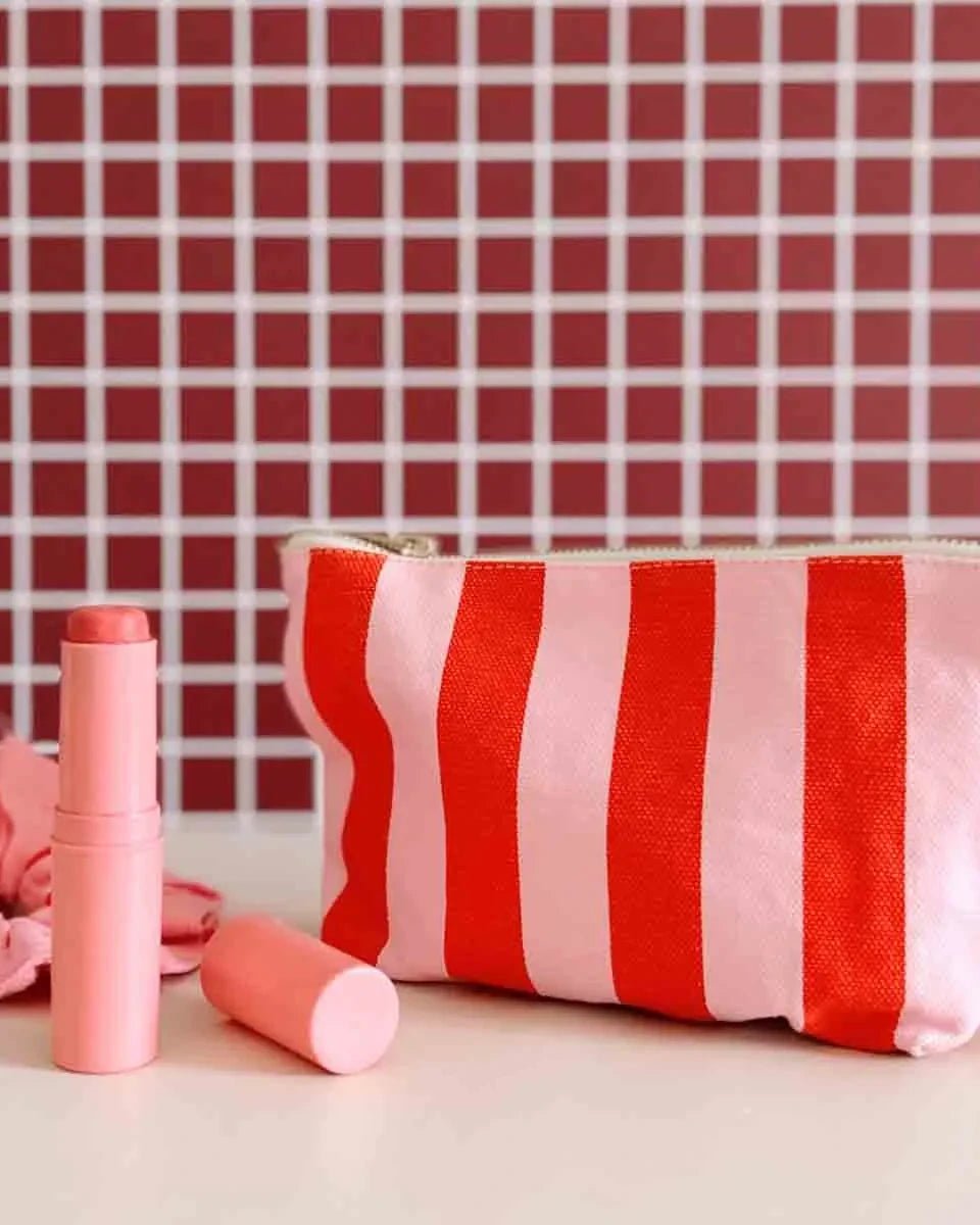 Rose in April - SOFIA Kleiner Kulturbeutel • Stripes Tomato/Candy - Beutel - ROSA ECK Concept Store
