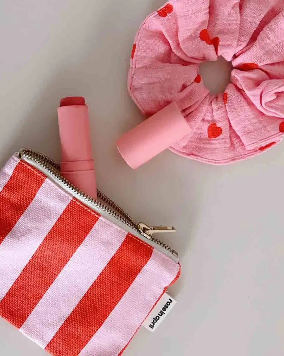 Rose in April - SOFIA Kleiner Kulturbeutel • Stripes Tomato/Candy - Beutel - ROSA ECK Concept Store