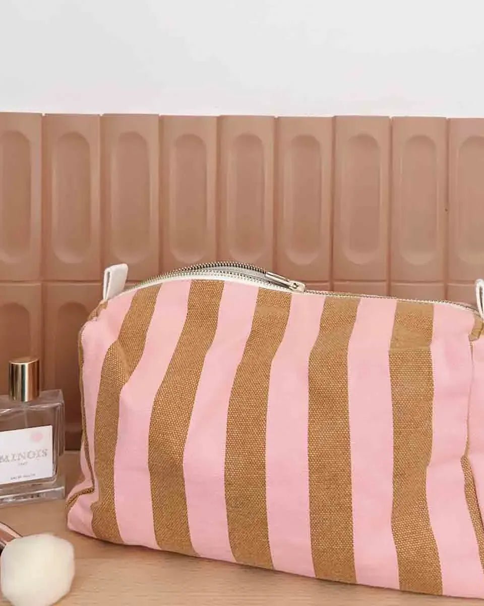 Rose in April - VIC Kulturbeutel • Stripes Caramel/Strawberry - Beutel - ROSA ECK Concept Store
