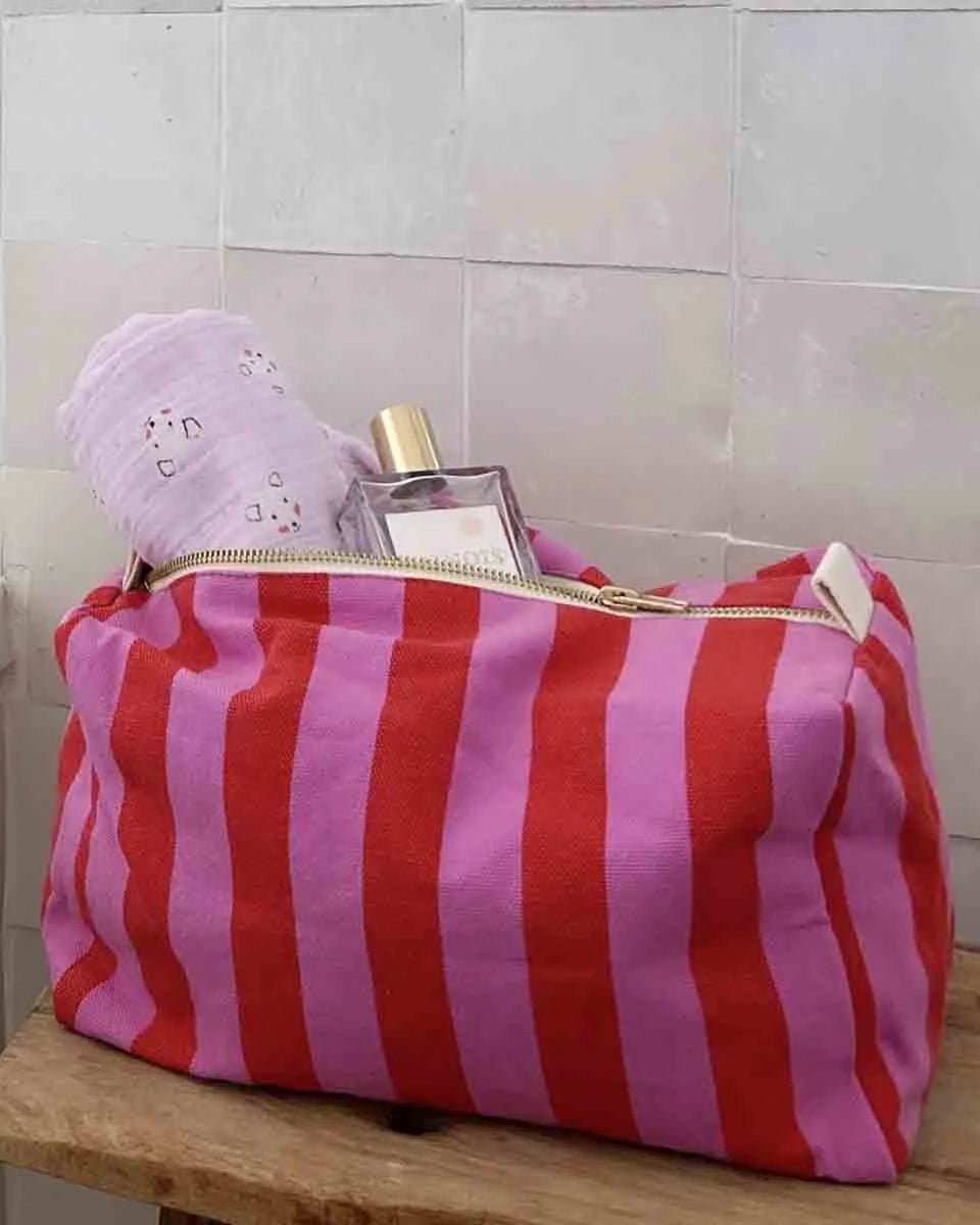 Rose in April - VIC Kulturbeutel • Stripes Orchid/Tomato - Beutel - ROSA ECK Concept Store
