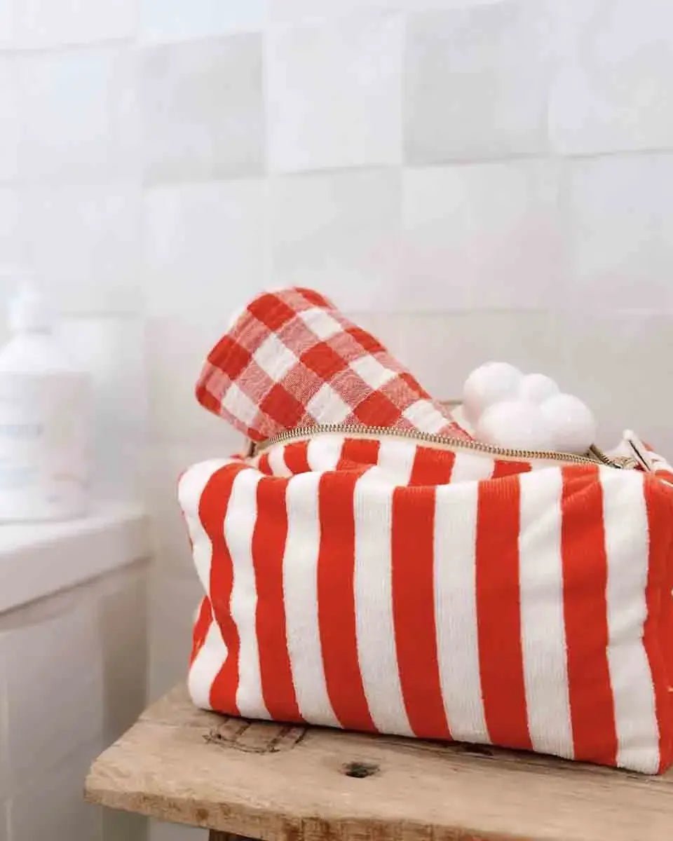 Rose in April - VIC Kulturbeutel • Stripes Tomato Terry - Beutel - ROSA ECK Concept Store