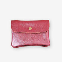 Royal Marais - Kleiner Geldbeutel aus metallischem Leder • Pink - ROSA ECK