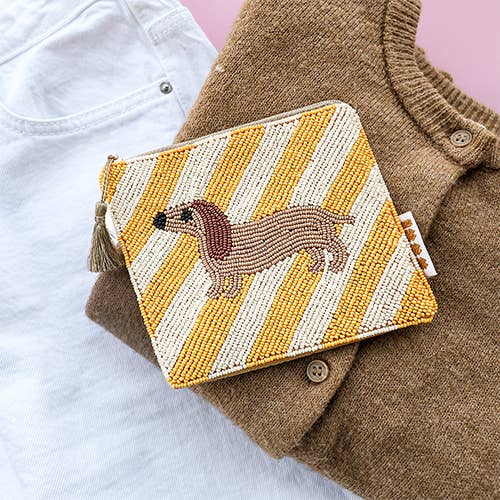 Sansira Jewelry - Geldbeutel/Etui mit Perlen • Dackel - ROSA ECK