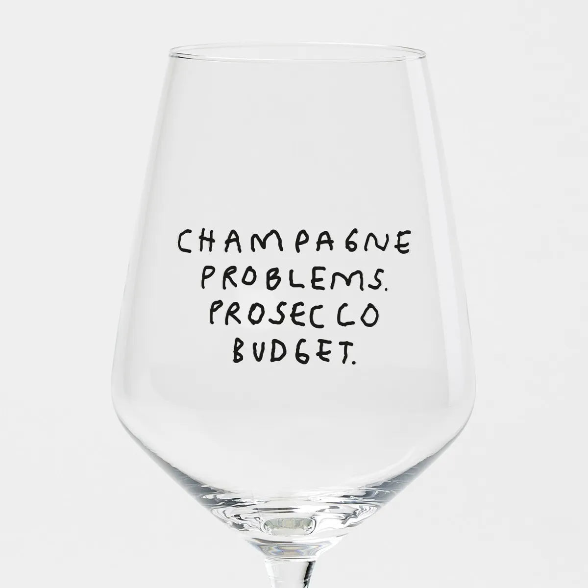 selekkt - Weinglas mit Spruch • Champagne Problems. Prosecco Budget. - ROSA ECK