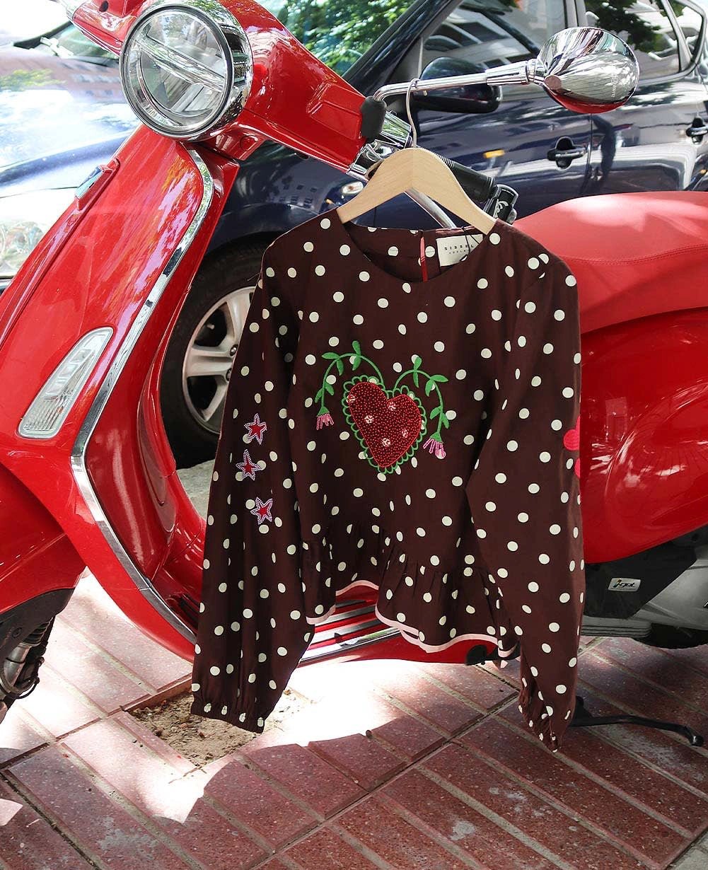 Sissel Edelbo - DIANA Top • Brown Dot - ROSA ECK