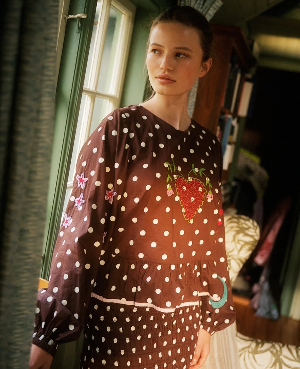Sissel Edelbo - DIANA Top • Brown Dot - ROSA ECK