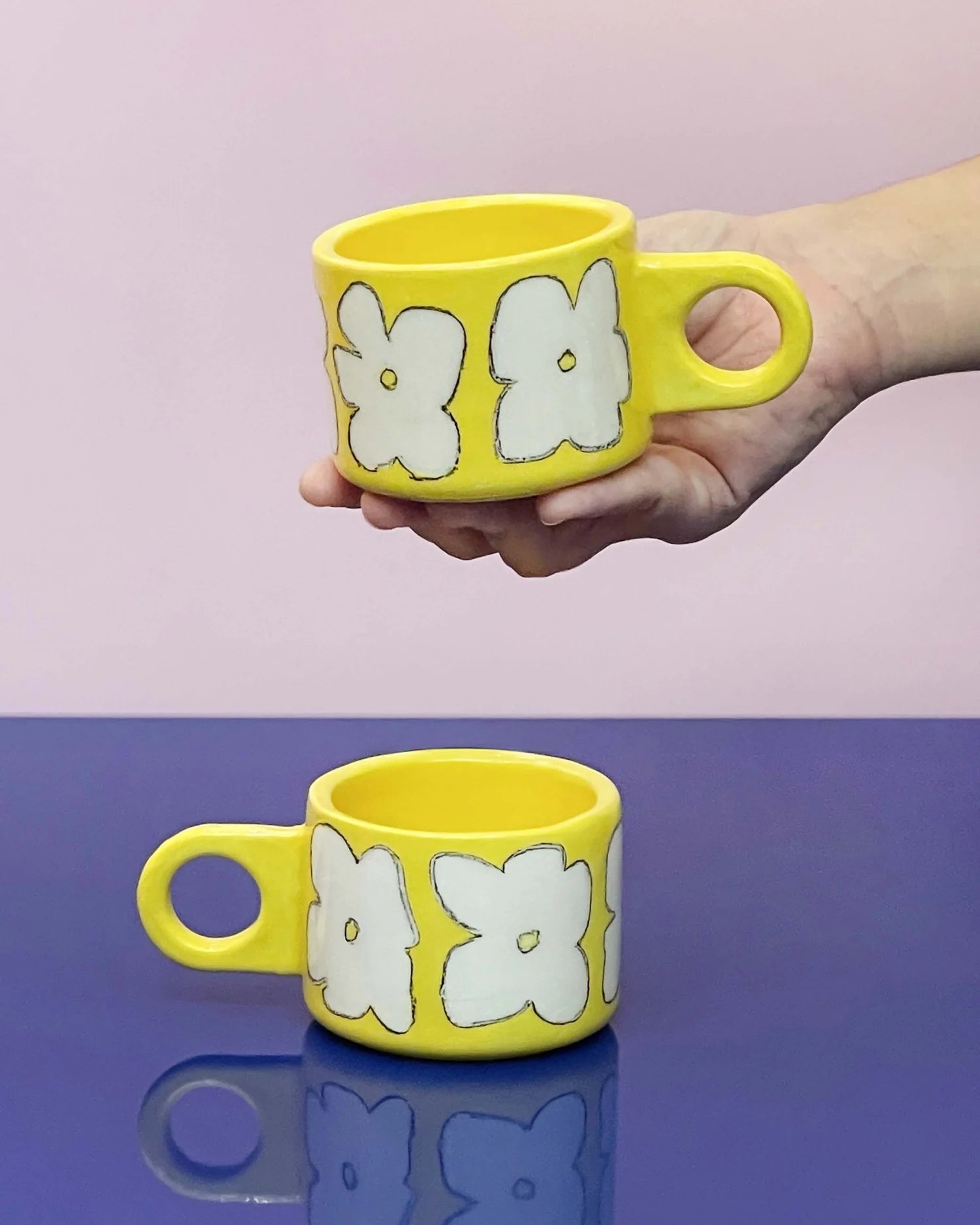 SOMANYBLOBS - FLOWERS Cappuccinotasse (150 ml) • Gelb - ROSA ECK