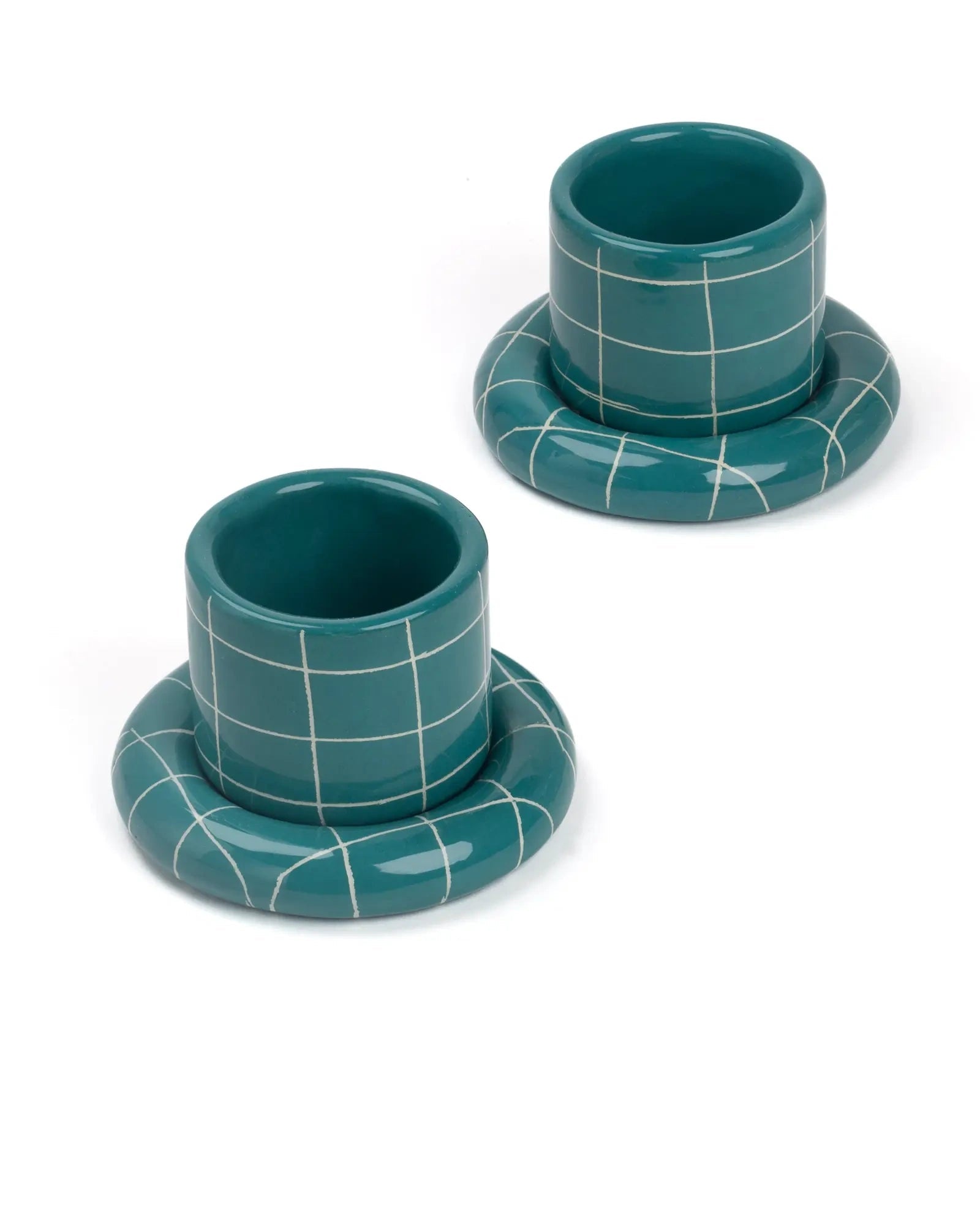 SOMANYBLOBS - GRID Espressobecher mit Untertasse (65 ml) • Grün - ROSA ECK
