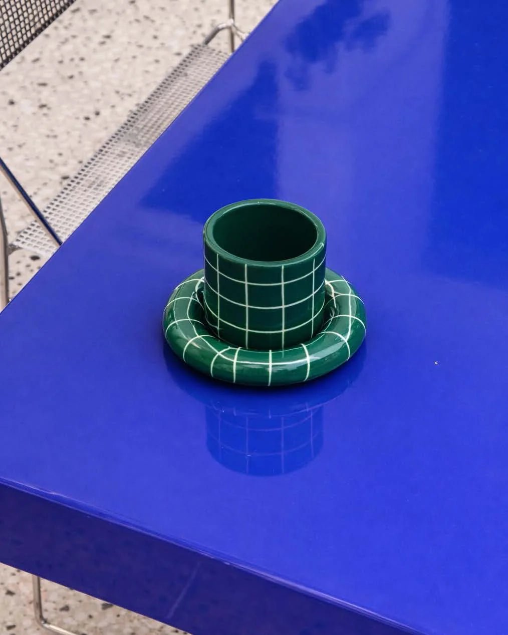 SOMANYBLOBS - GRID Espressobecher mit Untertasse (65 ml) • Grün - ROSA ECK
