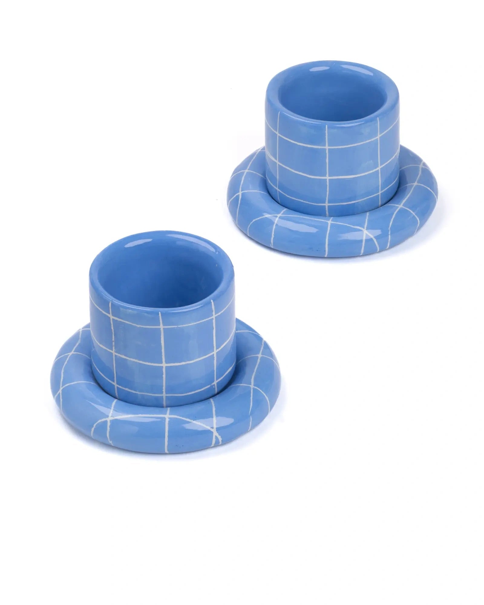 SOMANYBLOBS - GRID Espressobecher mit Untertasse (65 ml) • Hellblau - ROSA ECK