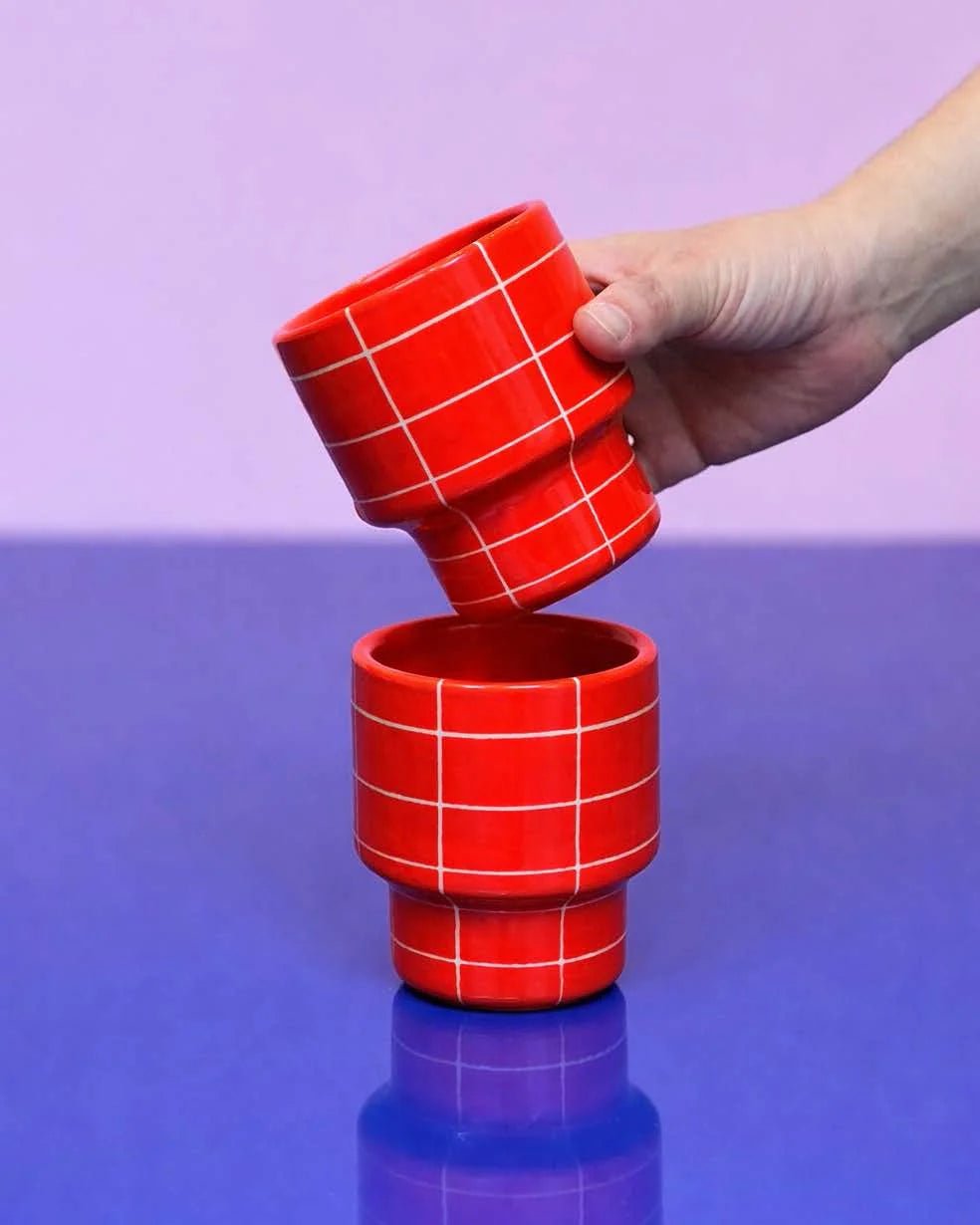 SOMANYBLOBS - GRID Tasse (220 ml) • Rot - ROSA ECK