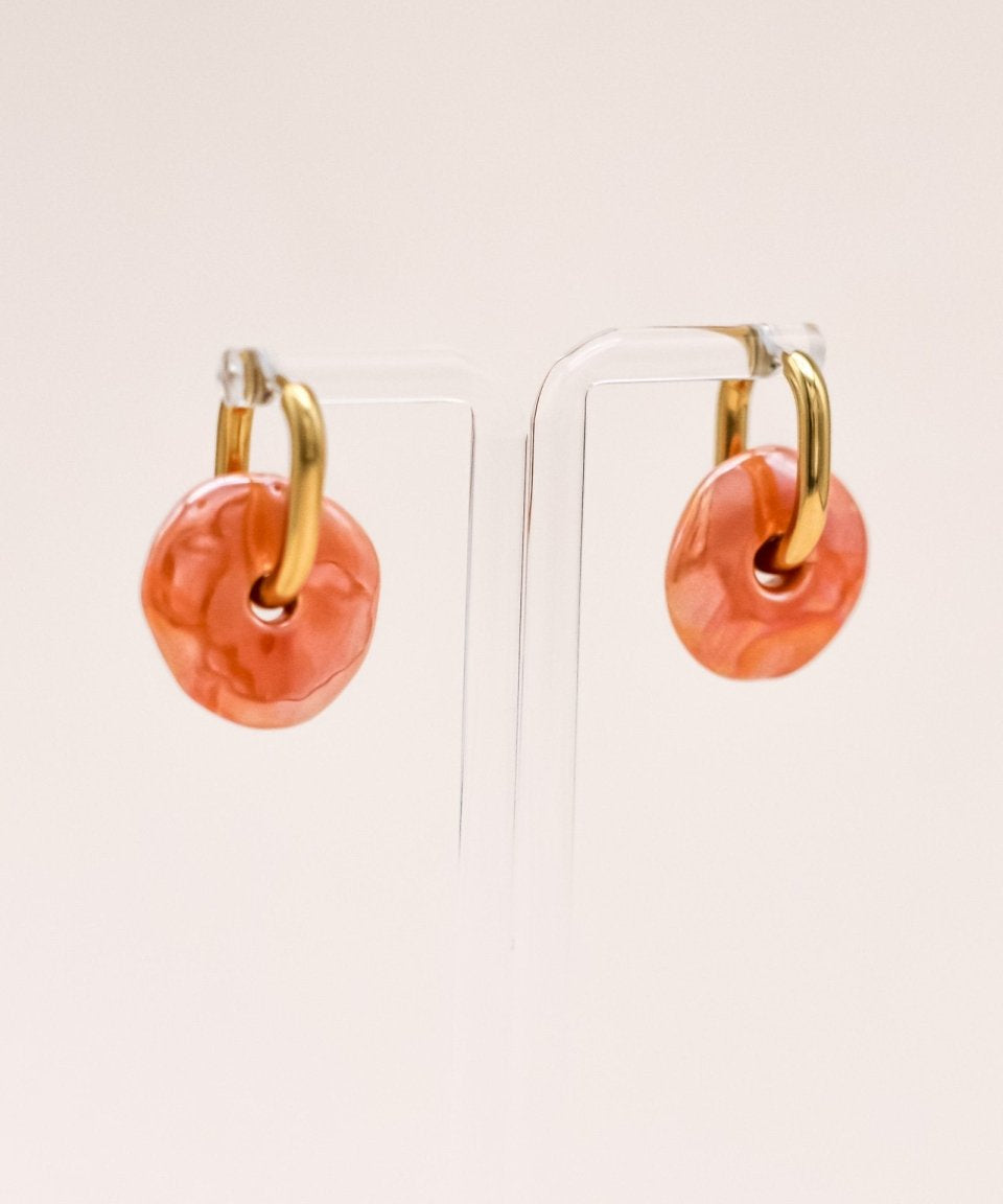 Sonstige - PEACH CERAMIC DONUT Hoops - ROSA ECK - Gold, ,