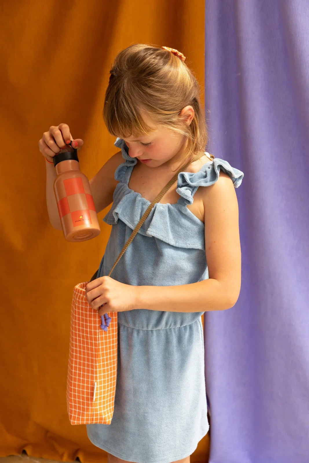 Sticky Lemon - FARMHOUSE Kinder - Trinkflasche • checkerboard / ladybird red + harvest moon - Trinkflasche - ROSA ECK