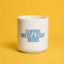 COFFEE, BIKES & easy rides Porzellanbecher von studio ciao, weiß, 250 ml
