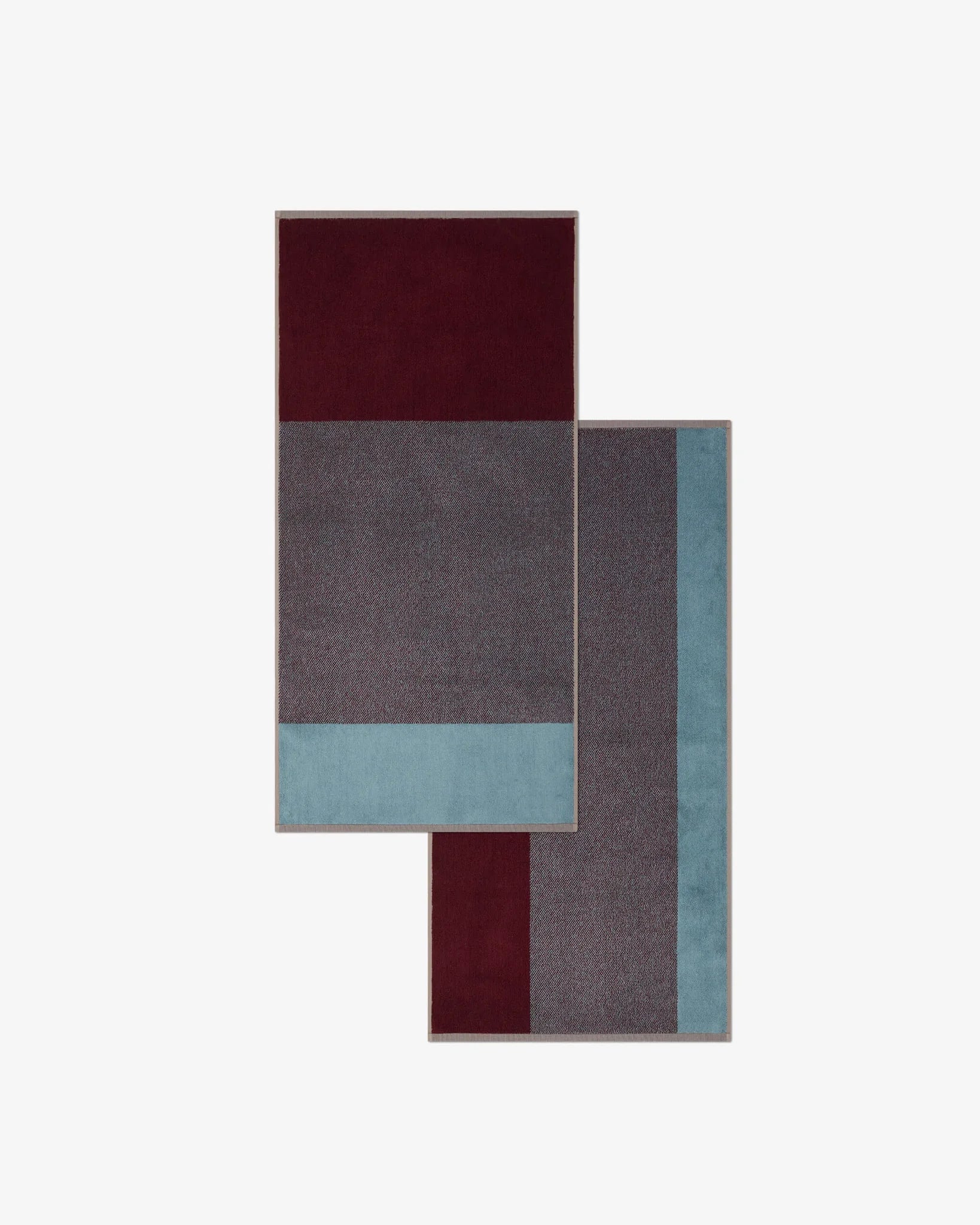 SUITE702 - BLEND Handtuch-Set (2 Stk.) • Sky Blue-Bordeaux - ROSA ECK
