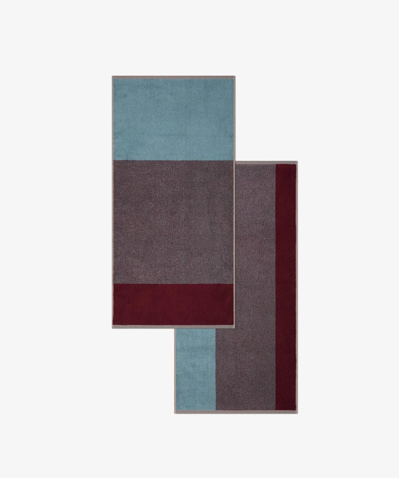 SUITE702 - BLEND Handtuch-Set (2 Stk.) • Sky Blue-Bordeaux - ROSA ECK