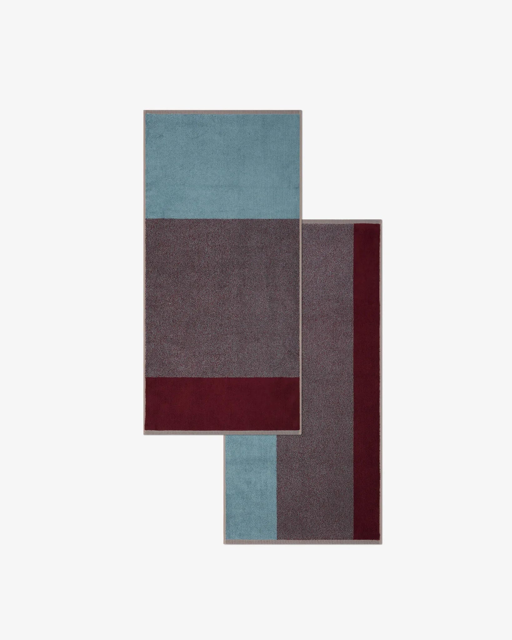 SUITE702 - BLEND Handtuch-Set (2 Stk.) • Sky Blue-Bordeaux - ROSA ECK