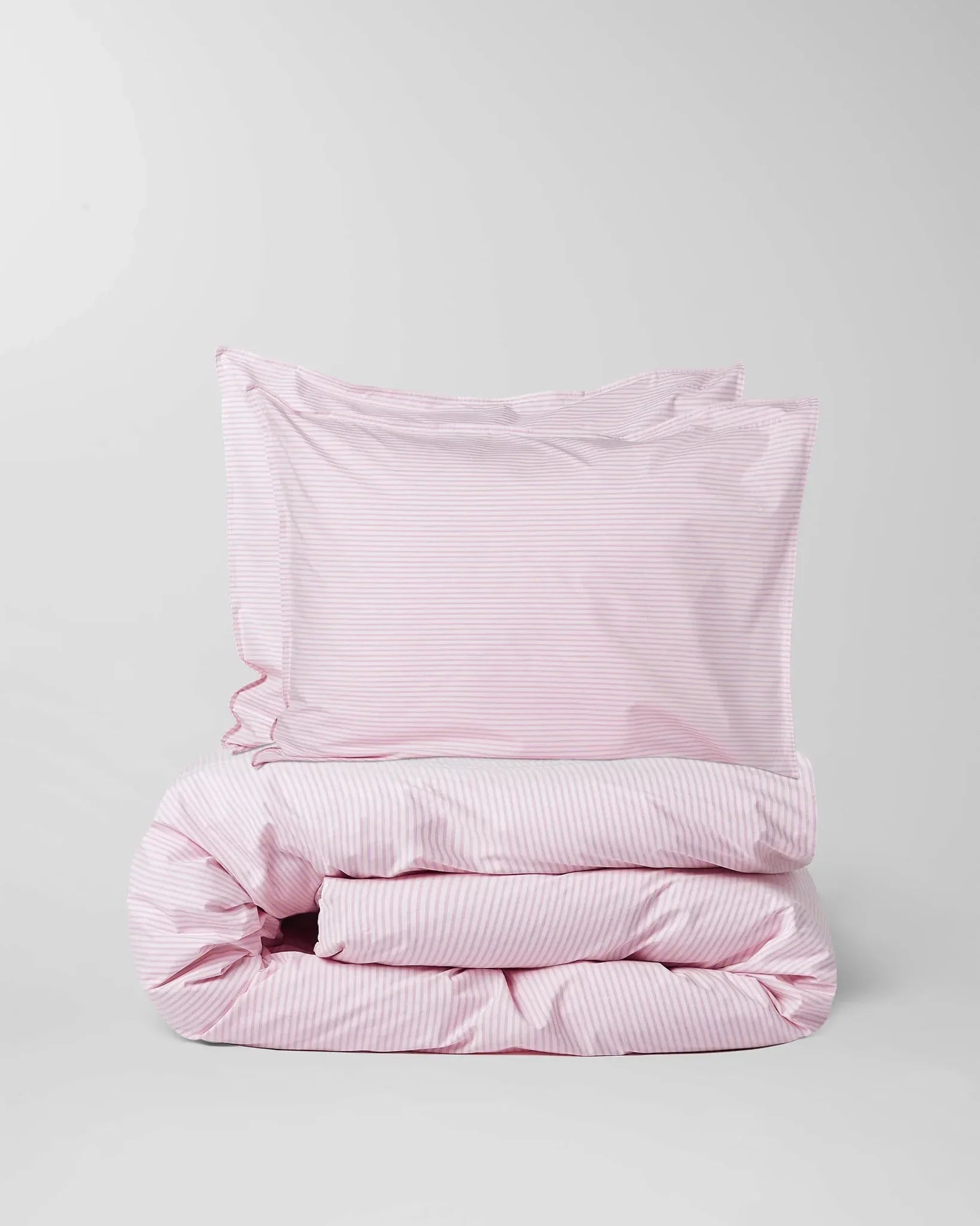 SUITE702 - Gestreifter Bettbezug aus Bio-Baumwolle (135 x 200 cm) • Pink-Ecru - ROSA ECK
