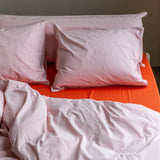 SUITE702 - Gestreifter Bettbezug aus Bio-Baumwolle (135 x 200 cm) • Pink-Ecru - ROSA ECK