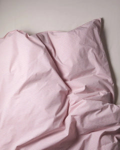 SUITE702 - Gestreifter Bettbezug aus Bio-Baumwolle (135 x 200 cm) • Pink-Ecru - ROSA ECK