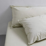 SUITE702 - Gestreifter Kissenbezug aus Bio-Baumwolle (80 x 80 cm) • Olive-Ecru - ROSA ECK