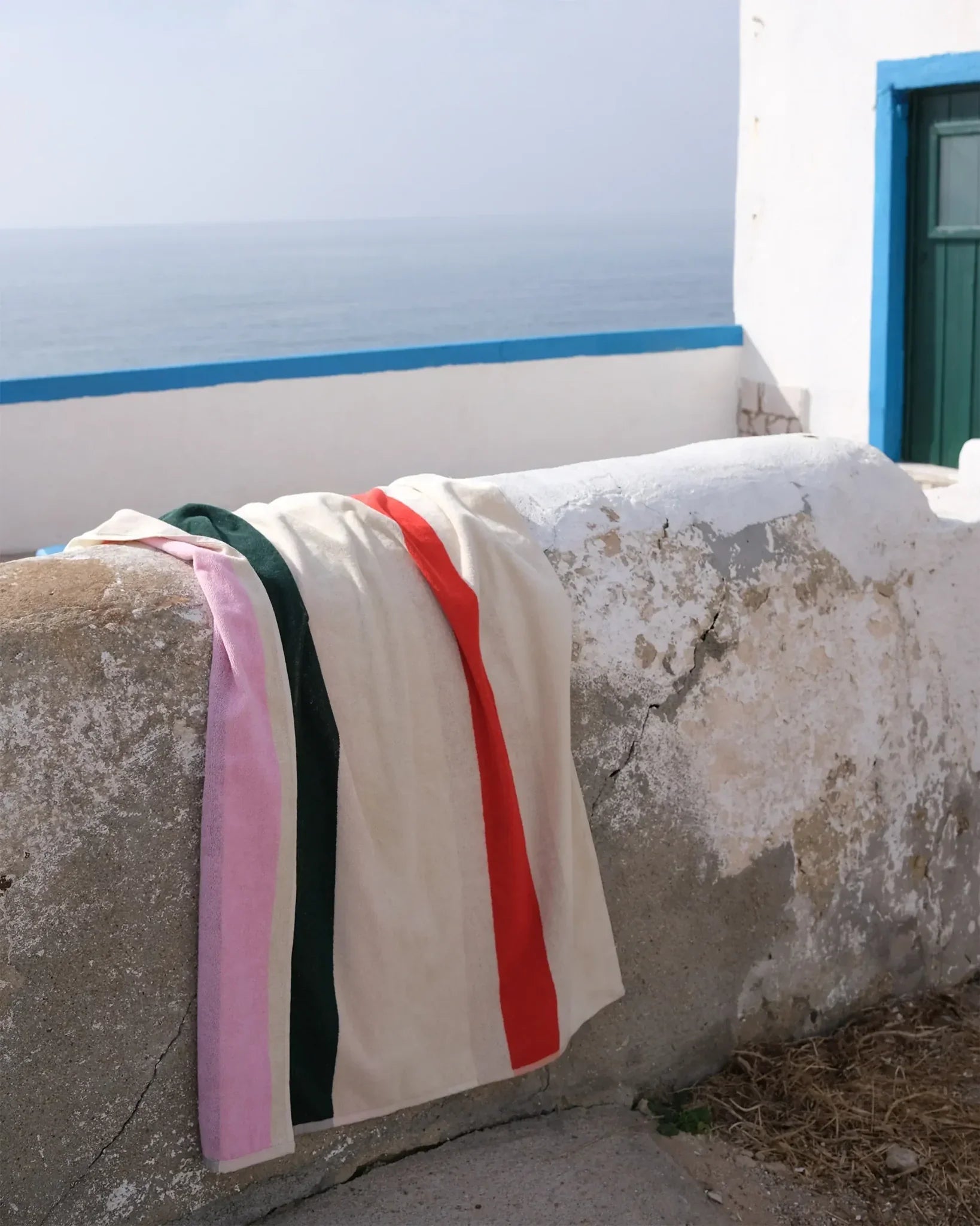 SUITE702 - MARTENS & MARTENS Strandtuch (90 x 180 cm) • Red-Dark Green-Toffee-Pink - ROSA ECK