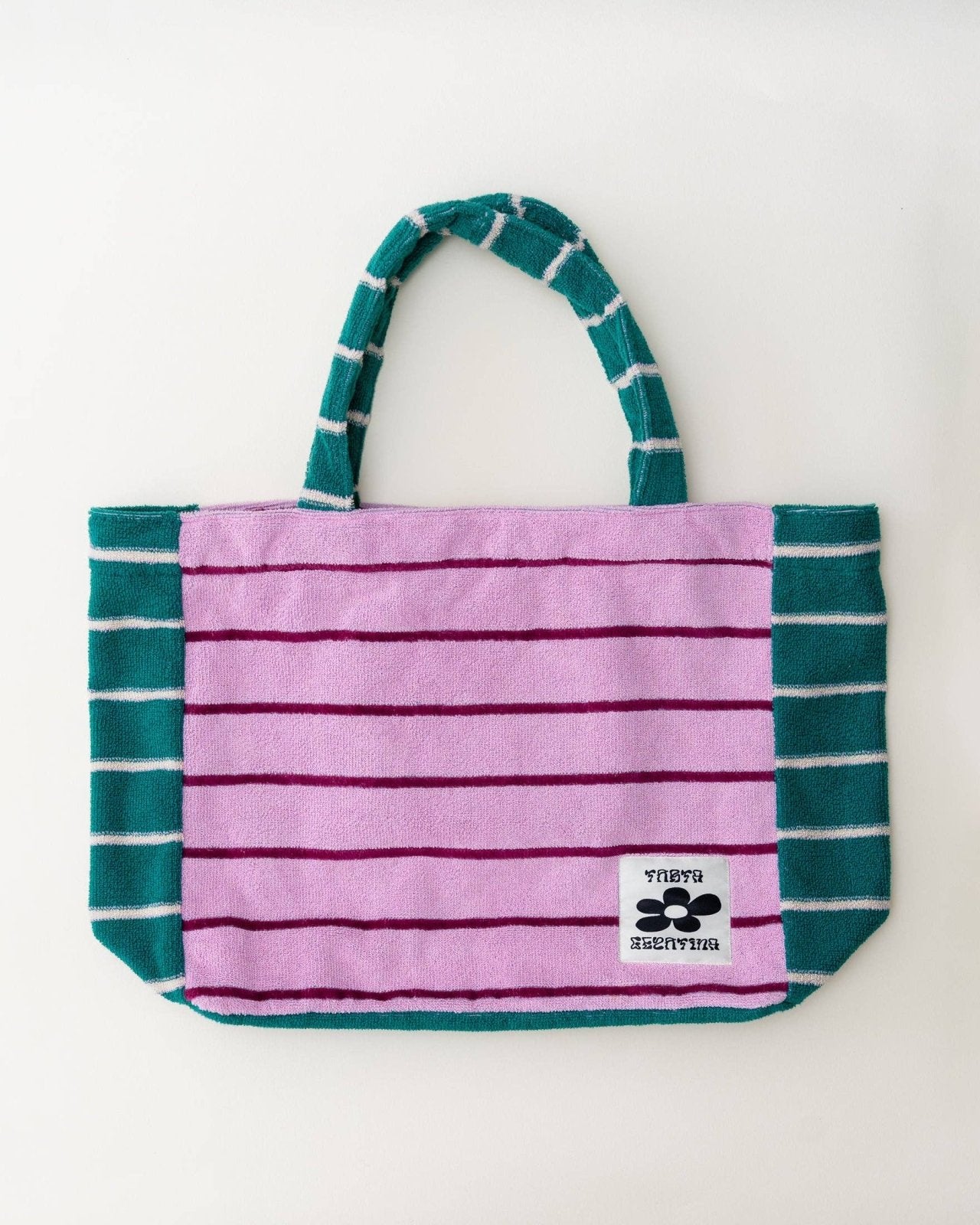 Tarta Gelatina - Handtuchtasche mit Streifen • Pink / Teal - ROSA ECK