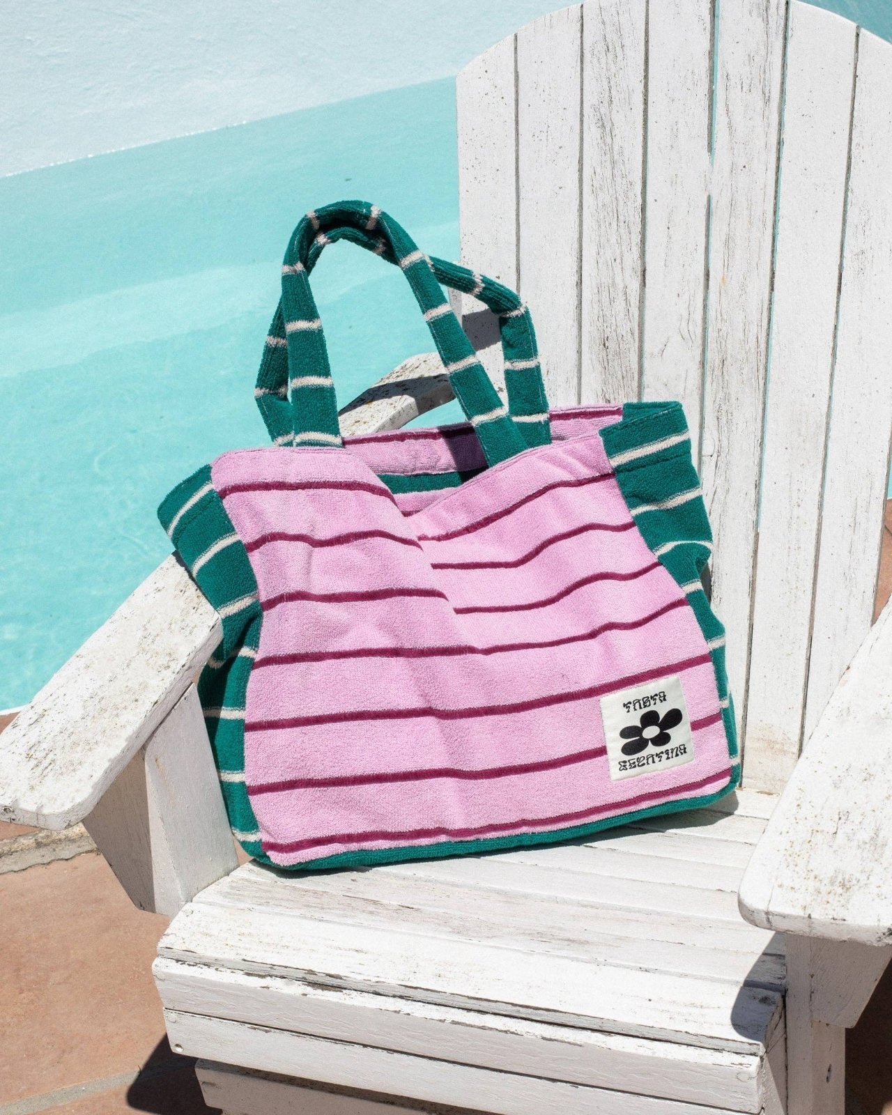 Tarta Gelatina - Handtuchtasche mit Streifen • Pink / Teal - ROSA ECK