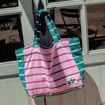 Tarta Gelatina - Handtuchtasche mit Streifen • Pink / Teal - ROSA ECK